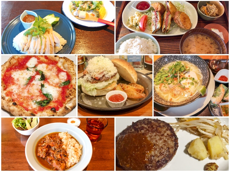 NICUTA（ニクータ）のハンバーグ、 キッチン Conro（キッチンコンロ）のカオマンガイ、 Little star restaurant （リトルスターレストラン）の茄子のひき肉サンドフライ定食、ユーカリ食堂のベトナム風チキンフォー、海猫山猫のスパイシーチキンカレー、 ButaBaco（ブタバコ）のベーコンスモークチーズバーガー、武蔵野カンプスのマルゲリータ